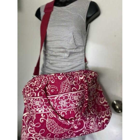 Vera Bradley Xl Duffel Msrp Red White Weekendtrave - Picture 7 of 8
